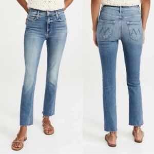 MOTHER MOTHER The Dazzler Mid Rise Ankle Fray Jeans in We The Animals